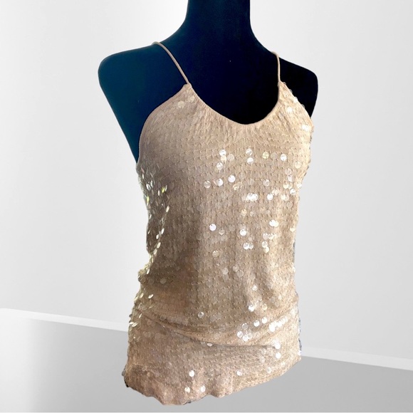 Club Monaco Nude Body-con Sequined Tank.  Great preworn condition.  Size XS - Picture 5 of 11